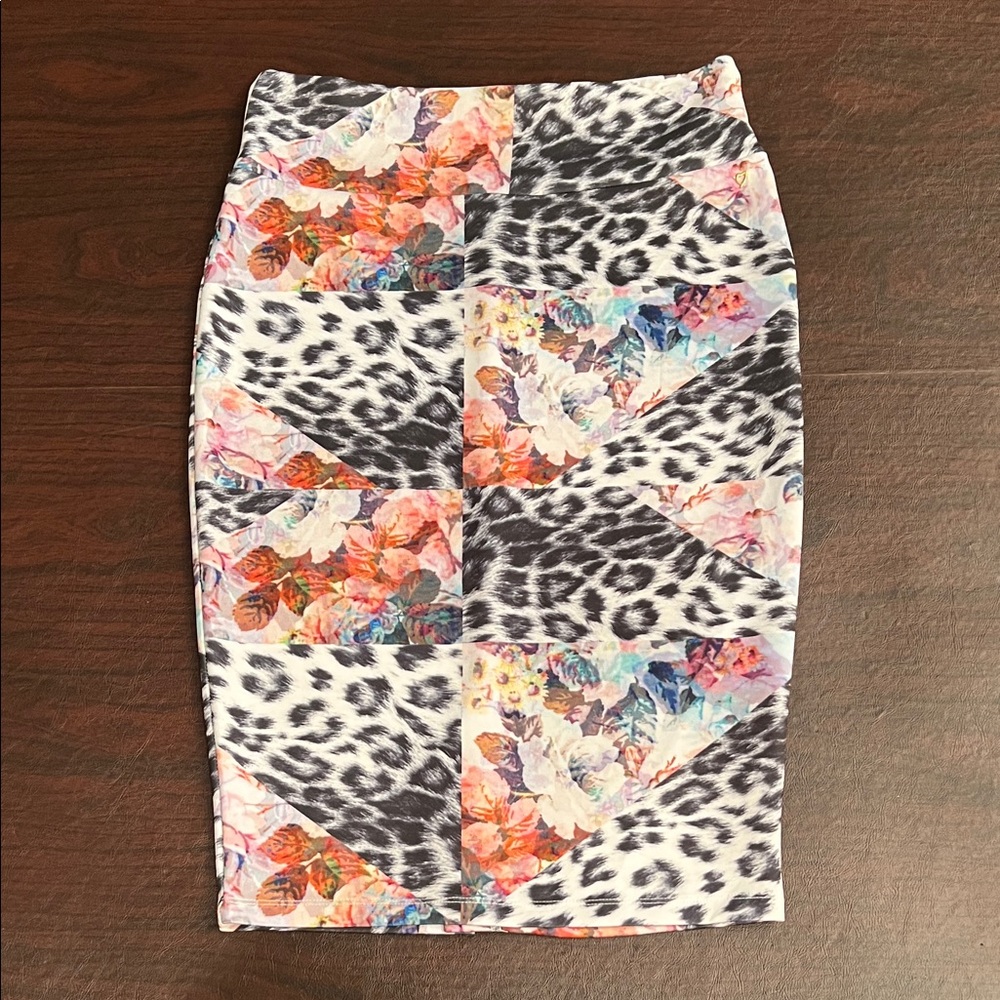 Thalia Sodi Floral and Leopard Print Women's Skirt